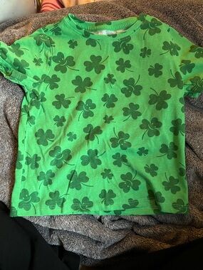 Kids Green Shamrock Print Short Sleeve Tee
